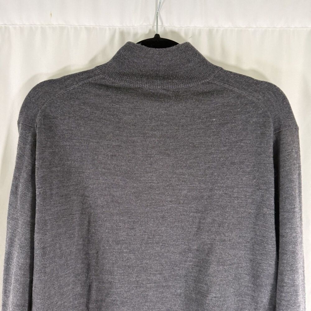 Jos A Bank 100% Merino Wool Sweater Men's Medium Gray 1/4 Zip Pullover Knit - Picture 9 of 10